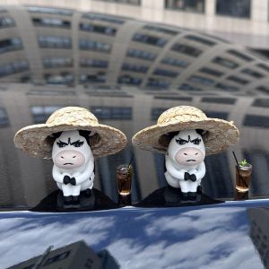 MICANGP Ugly-cute Grass Cow Figure Aggrieved Cute Car Ornament Ornament Decompression Center Console Decoration Car