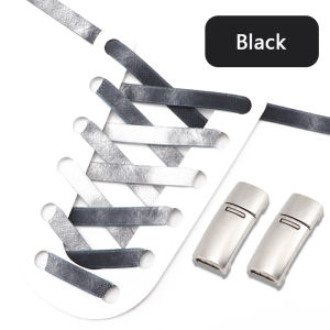 New Colorful Shoelaces Rubber band Metal Lock Elastic Shoe Laces For Sneakers Convenient No Tie Shoes Lace Accessories 1 Pair