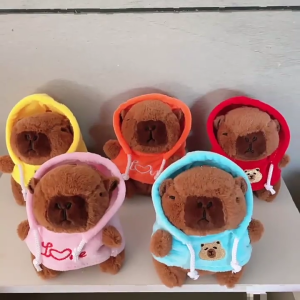 Plush Hoodies Capybara Keychain Decorations Pendant Handbag Hangings Ornament Sweet Keyring Pendant for Women Girls