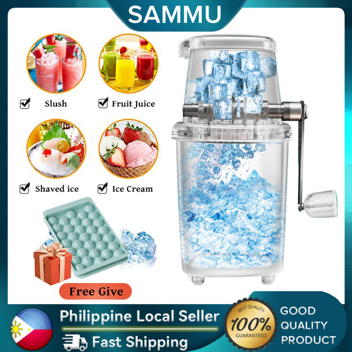 SAMMU 1.25L Portable ice Crusher Machine Manual Ice Kitchen Rotary Ice