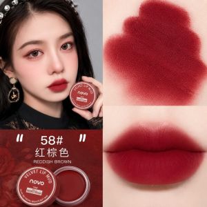 NOVO Velvet Matte Jelly Lip Mud 💄 NOVO果冻罐装唇泥唇釉 NOVO Gincu Matte Baldu Tahan Lama Lipstick Lip Glaze Waterproof