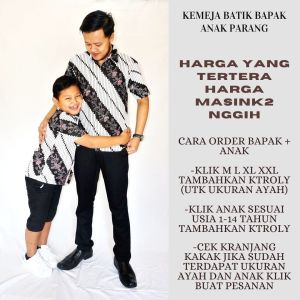 Baju Batik Couple Ayah dan Anak Laki Laki Umur 1-14 tahun Motif Parang Bahan Katun Sogan /Hem Batik Bapak dan Anak Cowok Model Kemeja Pendek Motif Parang Jogja Bahan Katun Sogan / Kemeja Batik Couple Bapak dan Anak Cowok