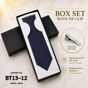 8CM * Premium Necktie Zip Tie Men Standard Necktie Box Set Office Tie Premium Polyester Tie Men Gift