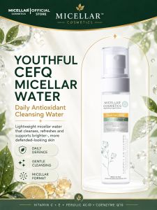 Micellar Cosmetics™ Youthful-CEFQ™ Micellar Water™ | Cleanser & Makeup Remover | Vitamin C E Ferulic Acid & CoQ10 | 100mL
