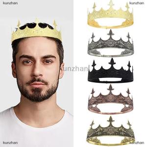 [COD] kunzhan Simple Bar Mitzvah King Crown Hair Hoop Western Prince Crowns Headband Hair Accessories Round Tiaras Hair Ornaments