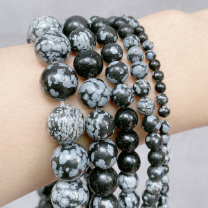 4/6/8/10/12MM Natural Stone Beads Snowflake Obsidian Loose Round Beads For Jewelry Making DIY Bracelet Necklace Earring Jewelry Accessories