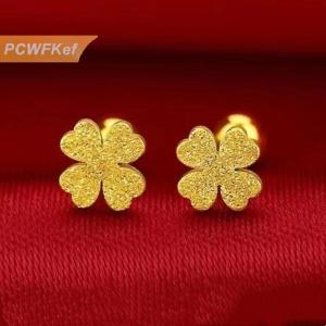 【PCWFKef】 2pcs thời trang thép không gỉ Frosted bốn lá cỏ ba lá Stud Bông tai cho phụ nữ không gây dị ứng vít sụn Helix Bông tai Quà Tặng