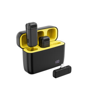 NETPAC Wireless Dual Lavalier Microphone Tampilan Daya Digital LED Plug & Play Lapel Mic with Charging Case Mikrofon for TikTok YouTube Instagram Live Stream