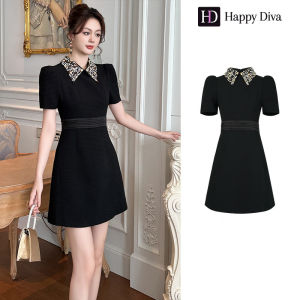 Happy Diva ชุดผู้หญิงชุดสีดําชุดพัฟแขนชุดแต่งงานชุดปาร์ตี้อย่างเป็นทางการ 65333
