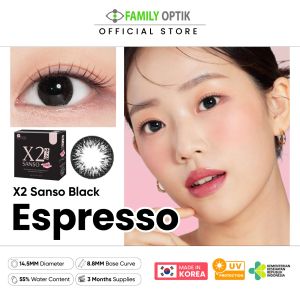 X2 Sanso Black Espresso Monthly Softlens Warna