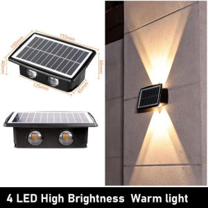 LED Solar Wall Lamp/Lampu Dinding Surya LED Outdoor Waterproof Automatic Sensor Wall Light Auto ON/OFF Street Lights Up-Down Lighting for Garden Garage  for Yard Villa House Taman Fence Street Step Stairs Landscape Decorative Lights