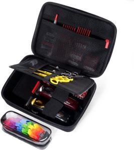 ProCase Hard Barber Accessories Case for Hair Clippers -Black Travel Bag for 3 Clippers & Supplies Trimmer Organizer Storage with Clear Pouch Portable Holder for Grooming Kits