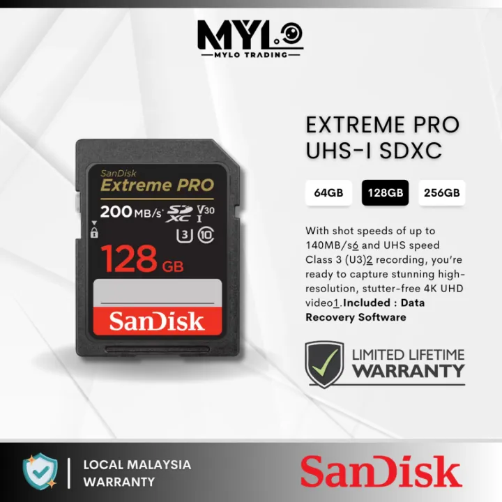 Flash sale-localSanDisk Extreme Pro 100MB/S - 200MB/S UHS-I SDHC SDXC Memory Card ( 32GB | 64GB | 128GB | 256GB ) SDSDXXO SDSDXXD