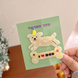 OQEWPI 1 pair สัตว์สัตว์สัตว์ กิ๊บติดผมการ์ตูนขนาดเล็ก สไตล์เกาหลีแบบ อะคริลิค ชุดกิ๊บติดผม ตลกๆ อุปกรณ์เสริมผม กิ๊บติดผมสุนัข สำหรับเด็กๆ