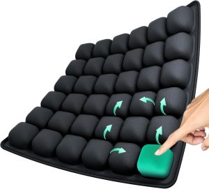 Travel Cushion3D Air CellInflatable Air Seat Cushion Portable Travel Comfort Pad for Car Office Chair Wheelchair（Black 1）