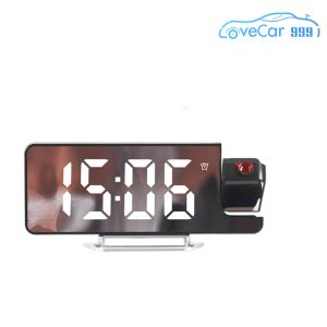 Luxury Projection Alarm Clock with Adjustable Brightness Digital Clock and Candleholder for Elegant Bedrooms