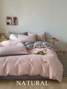 Simple Style Pure Cotton Bedding Four-Piece Set 2025 New Solid Color Thickened Cotton Single Quilt Cover Bed Sheet Dormitory Three-piece Set LZD