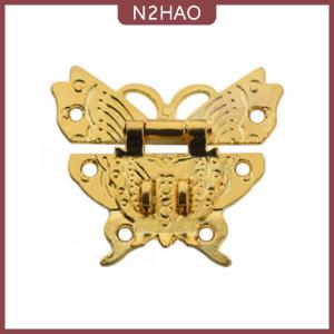 N2HAO Chốt bướm sang trọng cổ điển khóa hộp gỗ trang sức khóa ngực có đệm