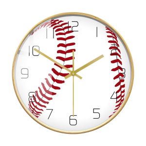 Sacesr Baseball Time Modern Design Round Wall Clock For Boys Room Sports Home Decor Watch Softball Ball Silent Non Ticking Wall Clock 8N6Y2