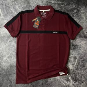 TAKAO KAOS KERAH POLO MAROON LIST HITAM