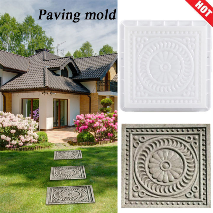 Garden Decor Square Concrete DIY Mold Plastic Path Maker Paving Cement ...