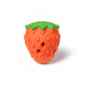 Molar Food-Dispensing Strawberry Toy Molar Teeth-Cleaning Dog Toy Interactive & Educational Eco-Friendly Rubber Pet Toy
