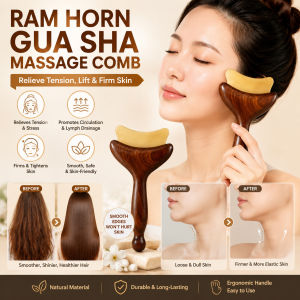 Horn Meridian Massage Comb Meridian Comb Lifting V-shaped Facial Massage Brush Meridian Gua Sha Scraping Tool Acupressure Beauty Care
