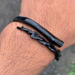 HD - gelang akar bahar hitam asli lentur model plintir