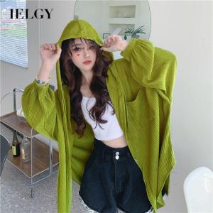 IELGY Áo Khoác Chống Nắng Dáng Rộng Có Mũ Dài Tay Vải Viscose Cho Nữ