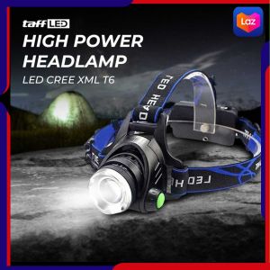COD TaffLED High Power Headlamp LED Cree XML T6 + Charger - 568D / senter kepala super terang outdoor waterproof led terlaris berburu cari ikan di malam hari baterai tahan awet kuat bahan terbaik anti air nyaman ringan terbaik viral paling di cari trend