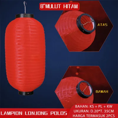 Dekorasi Imlek Lampion Lonjong Bergambar Merah Polos & Motif Bunga Sakura / Plum Blossom Warna Warni