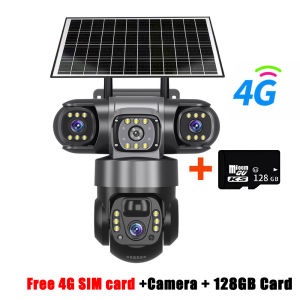 V380 PRO Solar CCTV Camera No WIFI NEEDED Three Lens HD Wireless Surveillance Outdoor Waterproof Auto Tracking Night Vision Two-Way Audio CCTV Security Cameras
