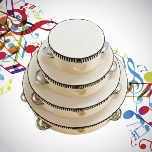 Tambourine Hand Held Drum Single Row Jingles Tambourines with Metal Bells Drum Hand Percussion for Adults Church Party