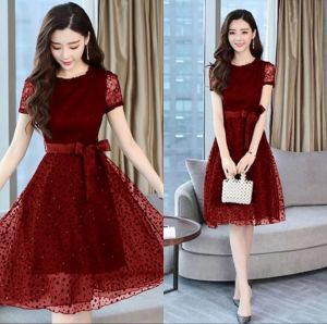 Dress Natali Brukat Lapis Satin Realpic LD 100 PJG 100 CM