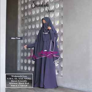 Saudah Syari Gamis Syari Polos Set Jilbab Plus Cadar Gamis Syari Set Khimar Free Cadar Gamis Polos Busui Anjani Simple Syari
