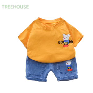TREEHOUSE baby clothes for boys set High-quality cotton pullover short-sleeved top + shorts two-piece boys childrens clothing set