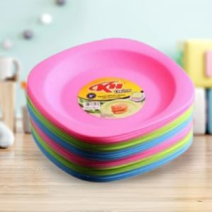 HARGA GROSIR 1 LUSIN PIRING KOTAK 23CM TEBAL PLASTIK DOP BERKUALITAS TERLARIS / PIRING WARNA LUCU