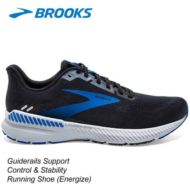 Brooks Launch GTS 8 Men Blk/Blue (2E Wide cutting) (Support/ Flat Foot ...