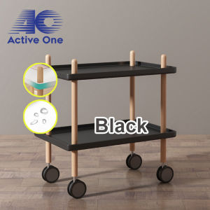 ACTIVEONE 2 Layer Danish Trolley Small Bedside Table Simple Mini Solid Wood Coffee Table - Fulfilled by ACTIVEONE