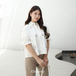 Clouwny Vilna Embroidery Flower Shirt