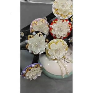 Hanbok Headwear Satins and Pearls Hair Hoop Traditional Korean Headwear Stylish Headband for Stage Dance Performances