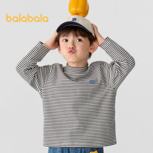 Balabala เสื้อยืดแขนยาวสำหรับเด็ก2024ทรงหลวมเหมาะสำหรับฤดูใบไม้ร่วงและฤดูหนาว