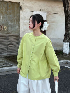 2026 Early Fall Women Stand Collar Casual Versatile Blouse Crew Neck Shirt Outer Top