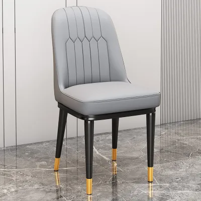 LALA Dining Chair Leather Makeup Chair Home Leisure Chair Waterproof Leather Titanium Legs Modern Nordic Style Easy To Clean Thickened Seat Cushion