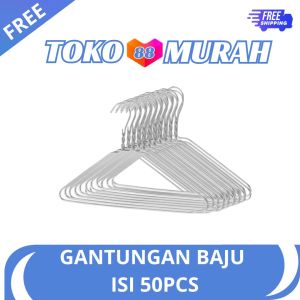 Toko Murah 88 - Gantungan Baju Kawat Isi 50pcs Stainless Anti-Karat Murah Promo Hanger Gratis Ongkir