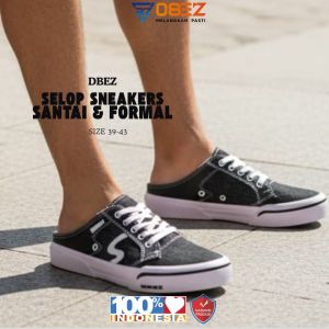 DBEZ Sepatu Sandal Selop Sneakers Distro Kasual Pria DBEZ STN01K Sendal Selop Slip On  Cowok Cewek