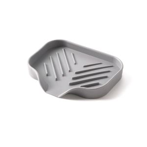 Silicone Kitchen Soap Tray Sink Tray For Kitchen Counter/Soap Bottles Sponge Holder And Organizer With Drain Spout Grey