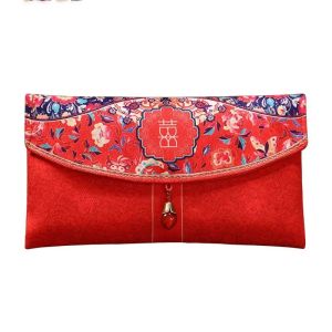 FFBH 2026 New Chinese Wedding Red Envelope Bag Personality Engagement Money Gift Wedding Blessing Special Cloth Red Envelope Bag 5B8Q6