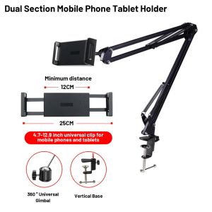 [✅SG Ready Stock]Phone Holder Flexible Tablet Holder 360 Rotation Adjustable Long Arm Lazy Phone Bracket Bed Table手机平板支架