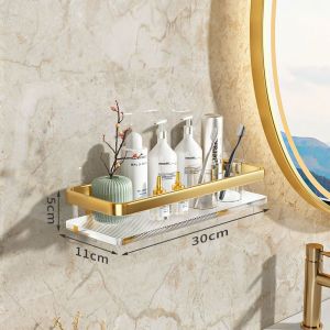Rak Shampo Kamar Mandi Kosmetik Gantung Rak Dinding Tempel Kamar Mandi Akrilic Aesthetic Tidak Perlu Mengebor Lubang Untuk Pemasangan